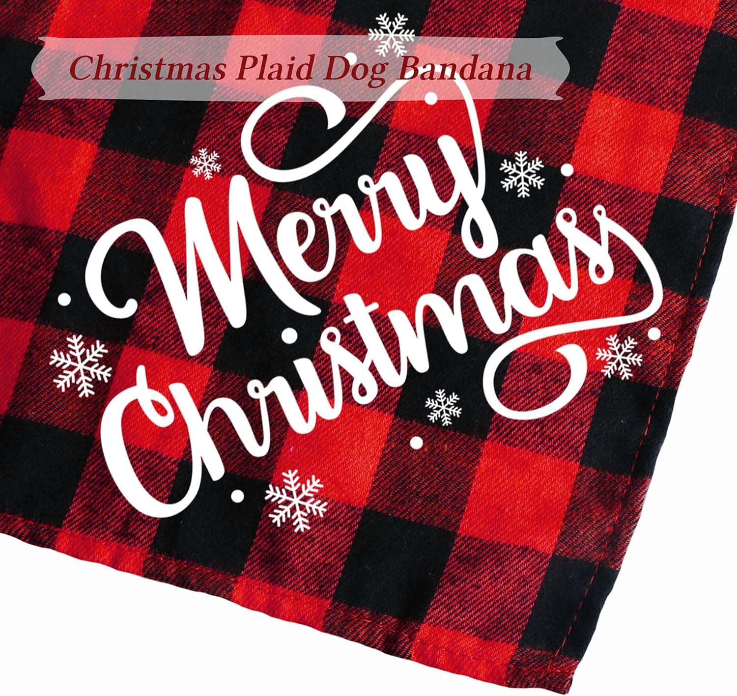 2 Pack Christmas Plaid Dog Bandanas, Merry Christmas Snowflake Holiday Plaid Dog Bandanas for Small Medium Dog Christmas Costume Decorations (Red & Green, White Merry Christmas)