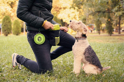 Dog Treat Bag, Training Pouch for Small and Large Dogs with Clicker and Collapsible Food Bowl BPA Free – Pet Treats Tote Bag with Waist and Shoulder Reflective Straps and Belt Clip